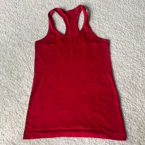 Red lululemon fast and free tank